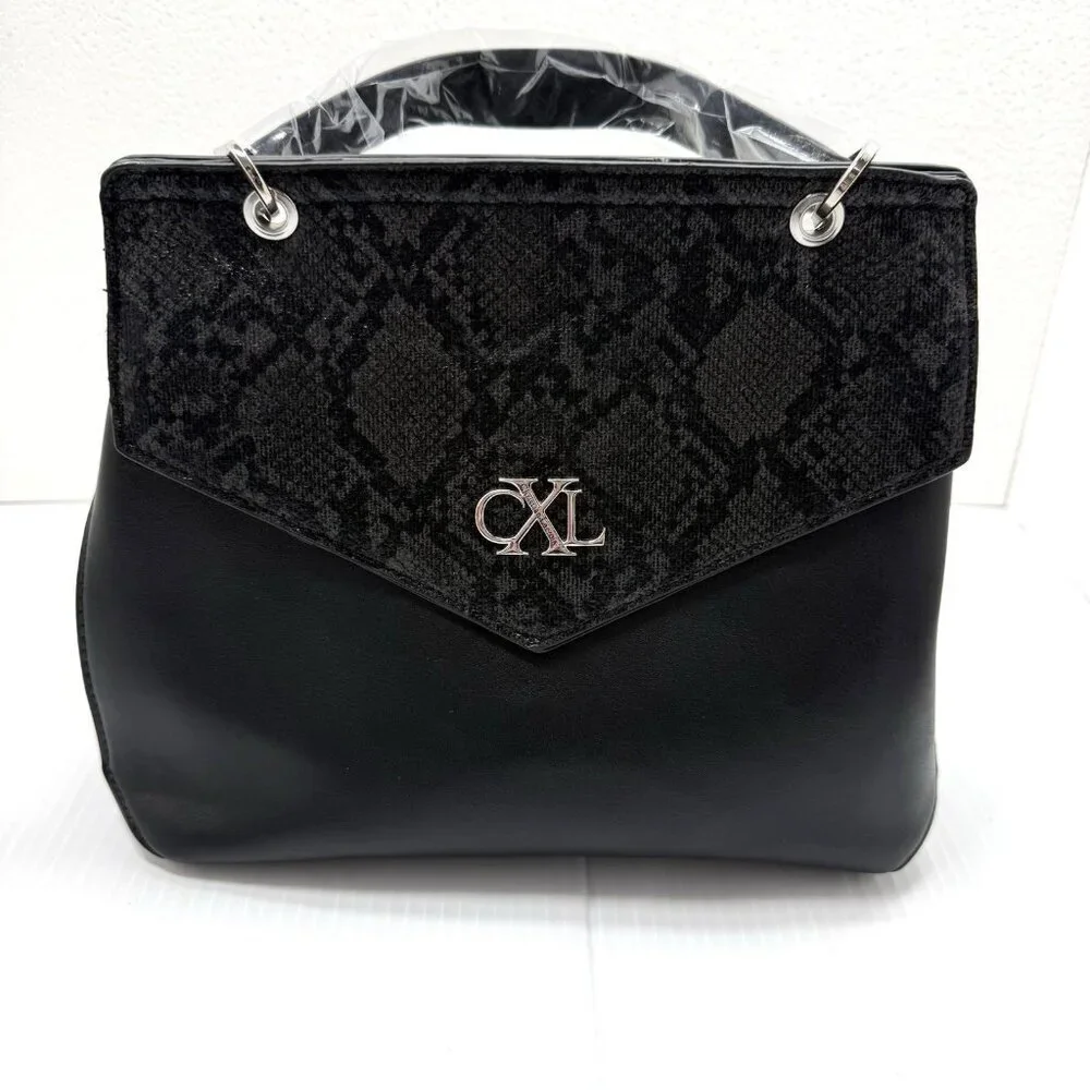 CXL Christian Lacroix Sable Prism Python Satchel Black Top Handle Bag Sexy Date
